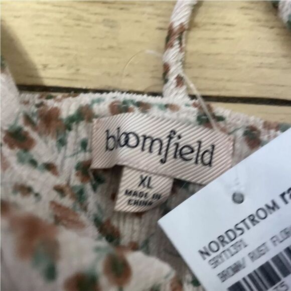 BLOOMFIELD Long Sleeve Crop Blouse Puff Sleeve Peach Floral Smocked Bloom NEW XL - Picture 8 of 16